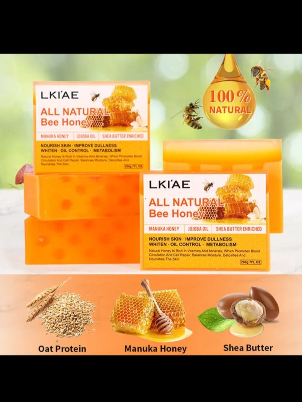 LKIAE All Natural Bee Honey Soap - Bright Honey Orange